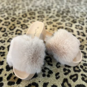 fake fur slippers "Annie" Beige