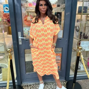 Hydrofiele jurk Neon Oranje met geel