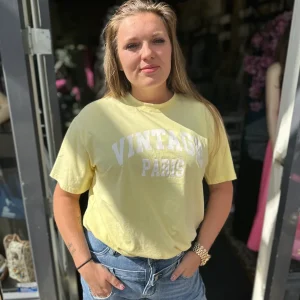 T-shirt "VINTAGE" geel/wit