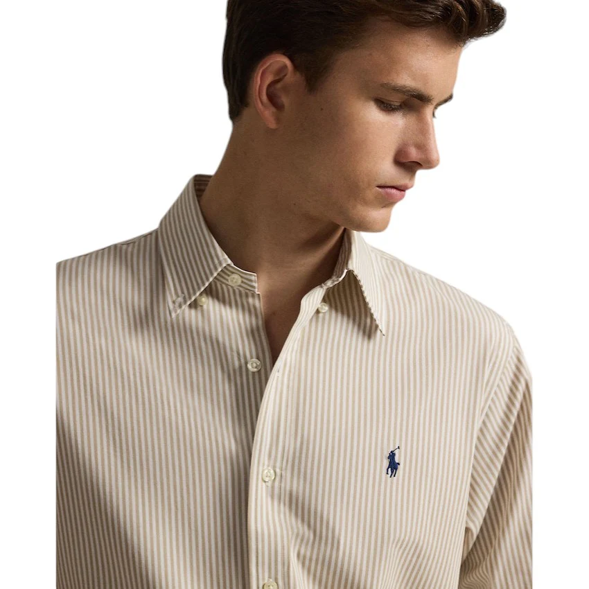 Polo Ralph Lauren Men hemd heren beige Custom fit stretch - Afbeelding 3