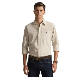 Polo Ralph Lauren Men hemd heren beige Custom fit stretch