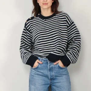 Ganni - Sweater - Cotton Wool Stripe - Sky Captain